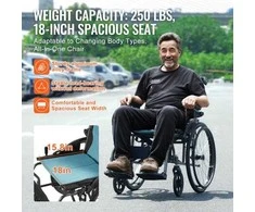 Vevor Lengvas aliuminis neįgaliojo vežimėlis