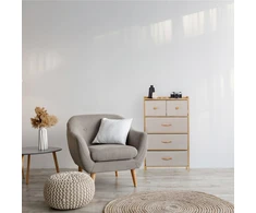 Relaxdays Bambukinė komoda, 5 stalčiai, 2 dydžių