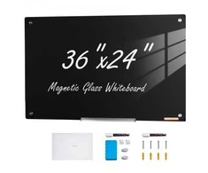 Vevor Magnetinė stiklo lenta 60x90 cm, juoda
