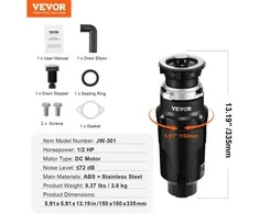 VEVOR Maisto atliekų smulkintuvas 1/2 AG 3820 RPM