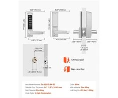 VEVOR Mechaninė kodinė durų spyna su rankena, išorės ir vidaus