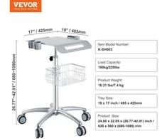 VEVOR Medicininis vežimėlis su ratukais reguliuojamas aukštis