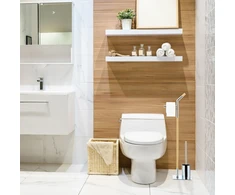 Relaxdays Medienos ir chromo WC priedų rinkinys