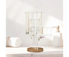 Relaxdays Medinė ir metalinė papuošalų stovėlė