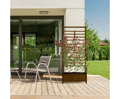 Relaxdays Medinė sodinukų dėžė su grotelėmis, ruda