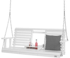 Vevor Medinis sūpynių suolas sodui 152 cm baltas