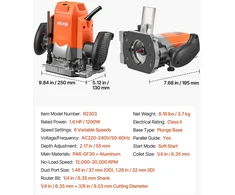 VEVOR Medžio freza 1,6 AG 1200 W