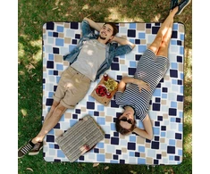 Relaxdays Mėlynas languotas pikniko pledas