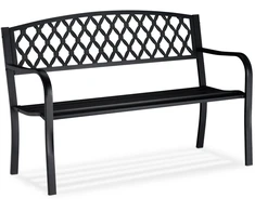 Relaxdays Metalinis sodo suoliukas su pintu dizainu