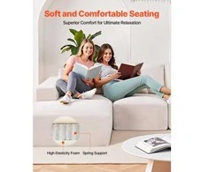 Vevor Modulinis kampinis sofa su gultu ir pagalve smėlio spalvos