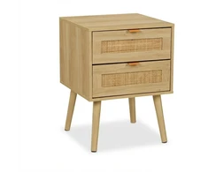 Relaxdays Naktinis staliukas su 2 rotango stalčiais