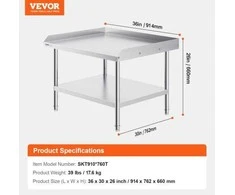 Vevor Nerūdijančio plieno darbo stalas 76x91x66 cm