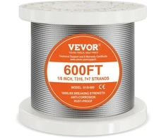 Vevor Nerūdijančio plieno 3,18 mm 600 ft trosas
