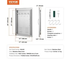 Vevor nerūdijančio plieno 610x431 mm BBQ durys