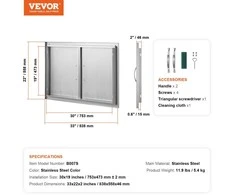 VEVOR Nerūdijančio plieno BBQ prieigos durys 838x558 mm