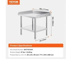 Vevor Nerūdijančio plieno darbinis stalas restoranui 61x71 cm