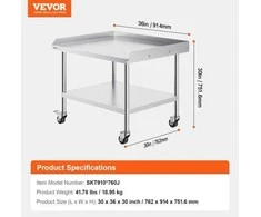 Vevor nerūdijančio plieno darbo stalas 762 x 914 mm