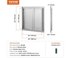 VEVOR nerūdijančio plieno kepsninės durelės 660x610 mm