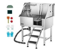 Vevor Nerūdijančio plieno šunų vonelė su laiptais ir dušo galvute