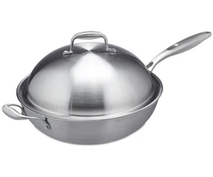 Relaxdays Nerūdijančio plieno wok keptuvė su dangčiu