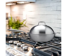 Relaxdays Nerūdijančio plieno wok keptuvė su dangčiu