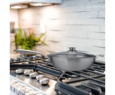 Relaxdays Nerūdijančio plieno wok keptuvė su stikliniu dangčiu