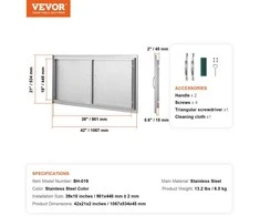 VEVOR Nerūdijančiojo plieno lauko durys 1067x534 mm