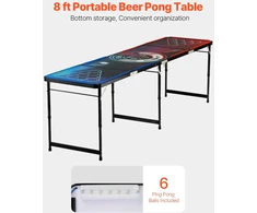 Nešiojamas 2,4 m beer pong stalas su LED