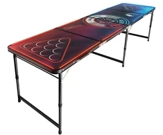 Nešiojamas 2,4 m beer pong stalas su LED