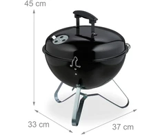 Relaxdays Nešiojamas kepsninės grilis su dangčiu Ø 37 cm