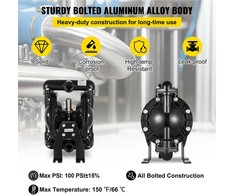 Vevor Oro varomas dvigubas diafragminis siurblys QBY4-25L F46