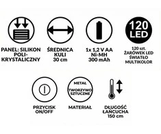 Pakabinamas šviestuvas Saska Garden Pakabinamas saulės šviestuvas 30 cm su LED