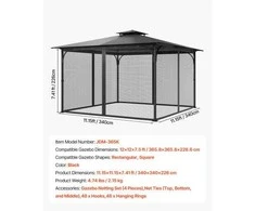 Vevor Pakeitimo tinklinis sodo pavėsinės tinklas 12x12x7,5 ft