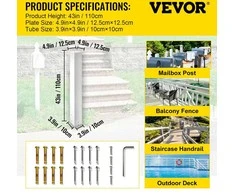 Vevor Pašto dėžutės stovas, 109 cm, baltas, Q235 plienas, paviršinis montavimas