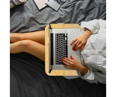 Relaxdays Pilkas nešiojamojo kompiuterio padėklas su bambukiniu paviršiumi
