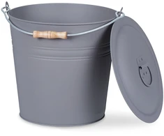 Relaxdays Pilkas pelenų kibiras su dangčiu