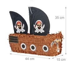 Relaxdays Pinjatos rinkinys: piratų laivas, lazda ir kaukė