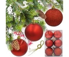 Christmas Decoration Kalėdiniai Žaislai Rinkinys 12 Vnt. Raudoni 6 cm