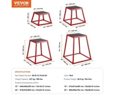 VEVOR Pliometriniai šuolio kubai, 30 cm, 45 cm, 60 cm, 75 cm