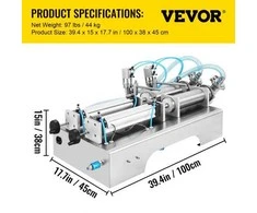 VEVOR Pneumatinė skysčių pildymo mašina 100-1000 ml