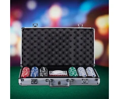 Relaxdays Pokerio dėklas su 300 lazerinių pokerio žetonų