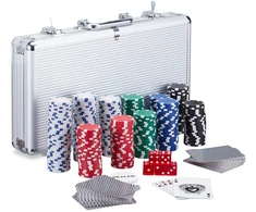 Relaxdays Pokerio dėklas su 300 lazerinių pokerio žetonų