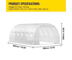 VEVOR Praeinama tunelinė šiltnamis 6.1 x 3 x 2.1 m