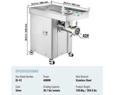 Mėsmalė VEVOR Pramoninė elektrinė mėsos malūnėlis 16,7kg/min