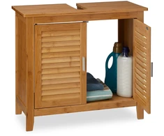 Relaxdays Praustuvo grindinė spintelė LAMELL Bamboo