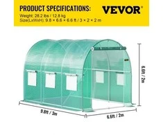 VEVOR Pravažiuojamas tunelinis šiltnamis 3 x 2 x 2 m