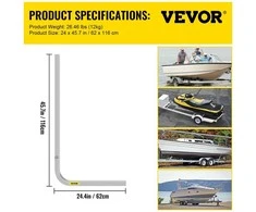Vevor Reguliuojamos aliumininės valties gidų juostos priekabai – 1,16 m aukštis (46″), reguliuojamas plotis ±43 cm – komplektas