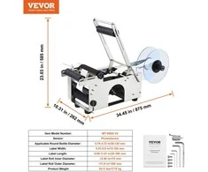 Vevor Pusiau automatinė apvali butelių ženklinimo mašina