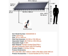 Rankinė ištraukiama markizė, 400 cm
