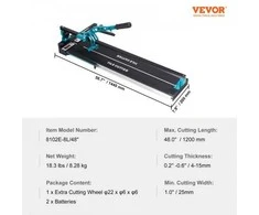 Vevor Rankinis plytelių pjaustytuvas 1200mm